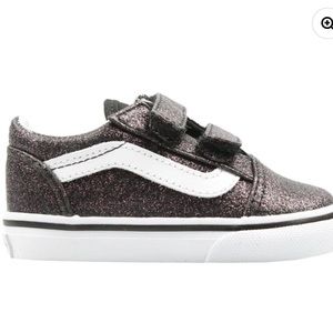 Vans Glittery Black and White Kids Shoes